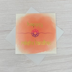 Glückliche Raksha Bandhan Karte | Rot | Aquarell Design