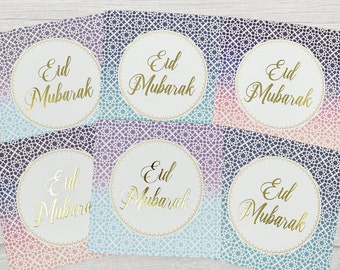 6 luxuriöse Eid Mubarak Goldfolien Karten - Eid Feiern, Eid Mubarak Karte, Happy Eid, Muslimisches Festival, Islamische, Ethnische Karte