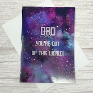Papa, tu es à tomber par terre | Thème de l'espace | Carte de jour d'anniversaire | carte fête des pères | Carte papa général | Carte pour lui | Carte pour papa