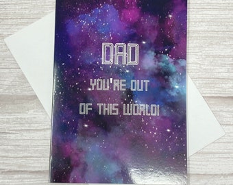 Papa, tu es à tomber par terre | Thème de l'espace | Carte de jour d'anniversaire | carte fête des pères | Carte papa général | Carte pour lui | Carte pour papa