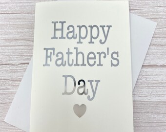 Silver Foil Fathers Day Card | Happy Fathers Day Shiny Foil Greetings Card | Dad Card Silver Foil | Card for Stepdad , Grandad