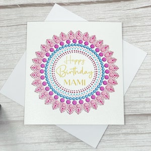 Alles Gute zum Geburtstag Mami Karte | Mandala Geburtstagskarte | Karte für Sie, Mami, Tante, Tante | Indische Karte | Desi Geburtstagskarte