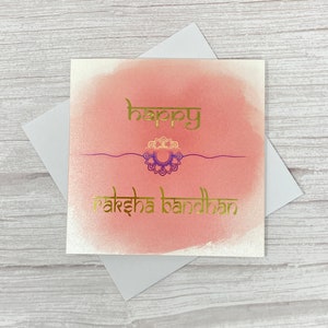 Glückliche Raksha Bandhan Karte | Rosa | Aquarell Design