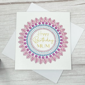 Alles Gute zum Geburtstag Mama Karte | Mandala Geburtstagskarte | Karte für Sie, Mutter, Mama, Mama | Indische Karte | Desi Geburtstag