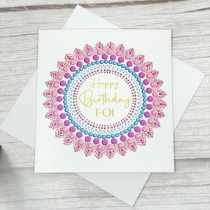Happy Birthday Foi card | Mandala Birthday card | Card for her, Foi, Aunt, Auntie | Indian card | Desi birthday card