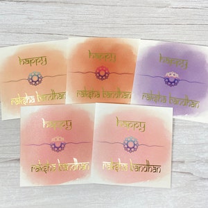 Glückliche Raksha Bandhan Karte | Multipack | 5er Pack | Aquarell Design