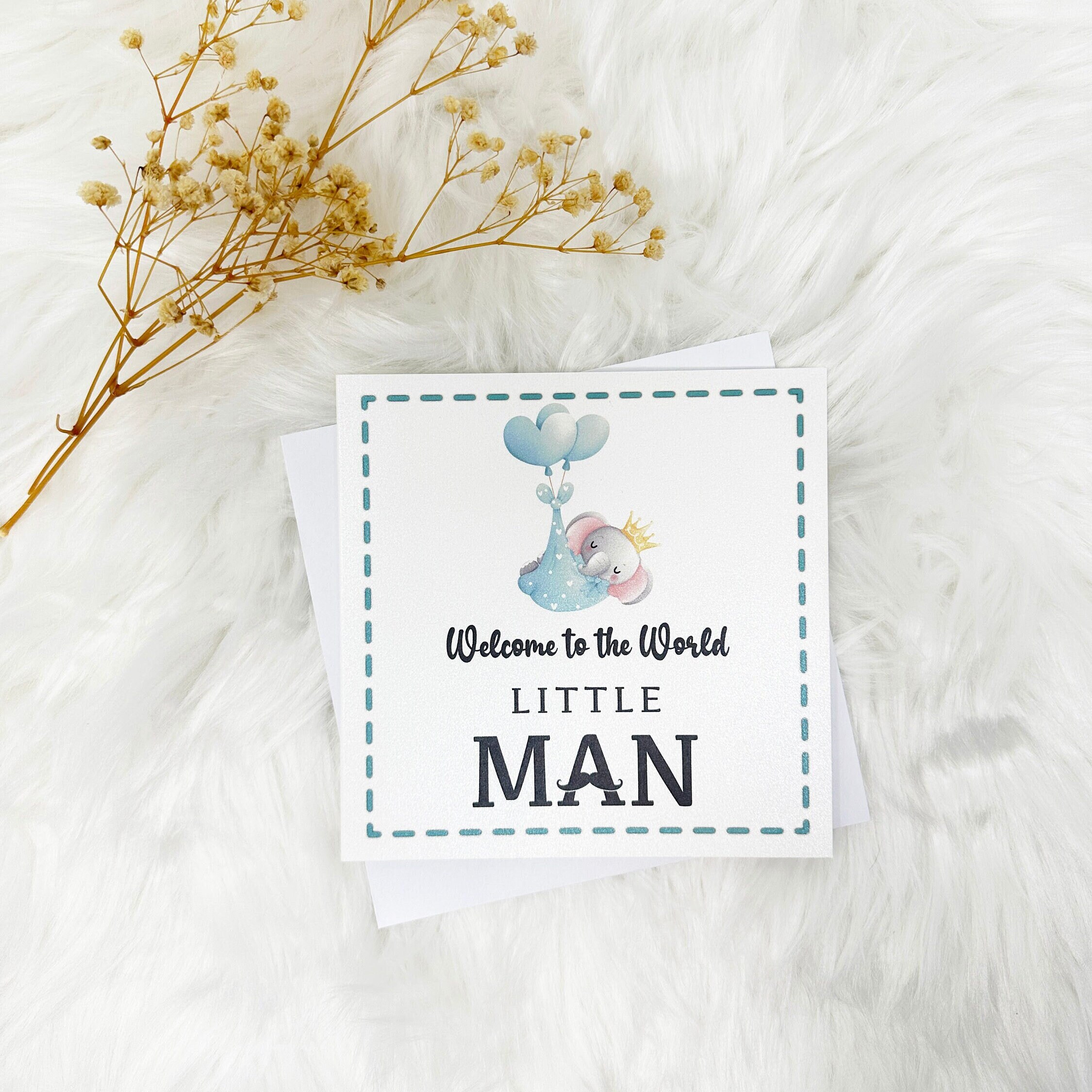 Welcome to the World Little Man New Baby Card Baby
