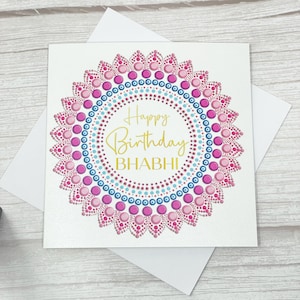 Carte de joyeux anniversaire Bhabhi | Carte d'anniversaire mandala | Carte pour elle, Bhabhi, belle-soeur, SIL | Carte indienne | Carte d'anniversaire Desi