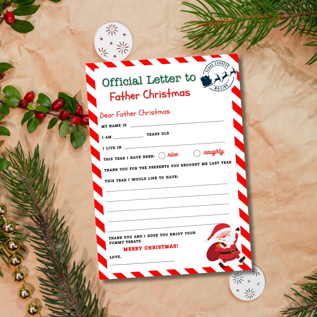 Printable Letter to Father Christmas Letter to Santa Template Kids