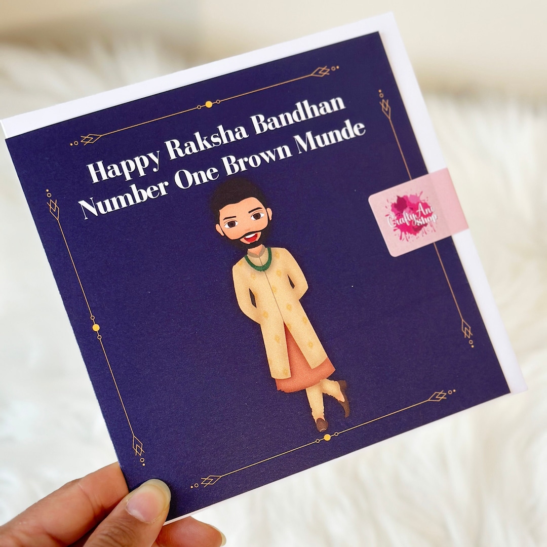 Happy Raksha Bandhan Number One Brown Munde | Single Card | Pack of 4 ...
