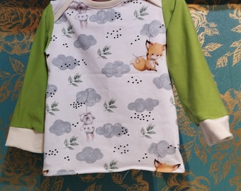 Baby-Shirt, Fuchs, Grün Größe 92