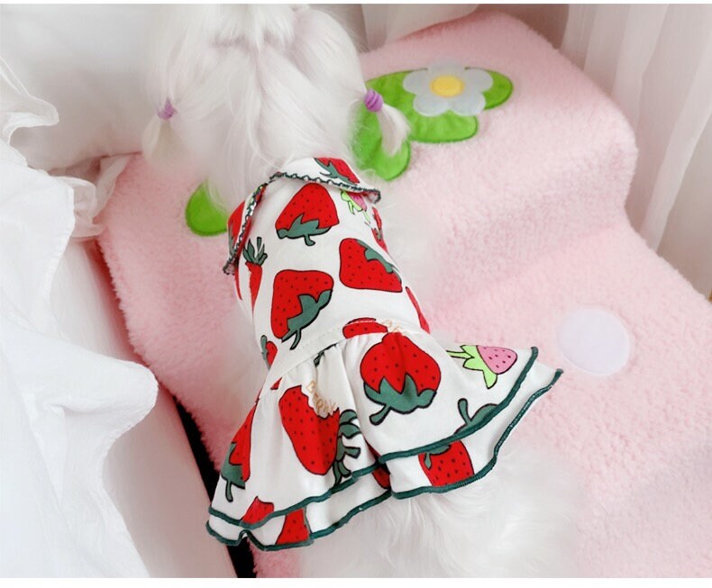 Sweet Strawberry Dog Dress Spring Summer Strawberry Pet Dog Etsy