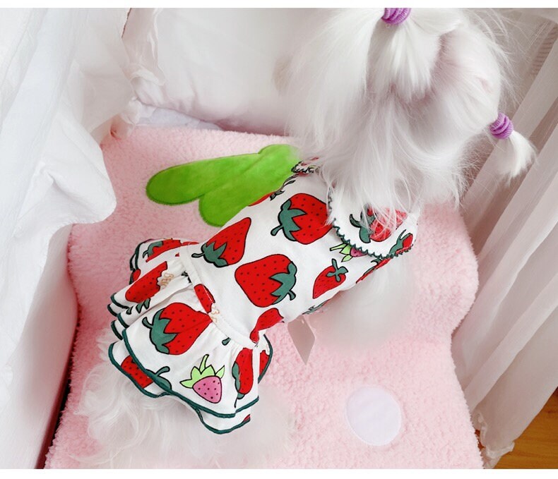 Sweet Strawberry Dog Dress Spring Summer Strawberry Pet Dog Etsy
