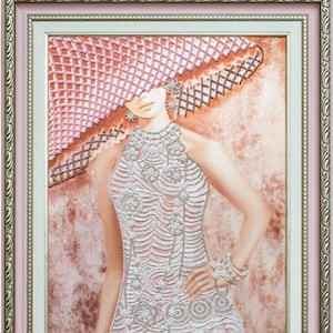 DIY Adult embroidery Bead stitching craft kit Woman beading pattern, Modern Beaded cross stitch picture kit for modern wall art