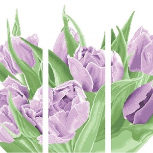 Large DIY bead embroidery craft kit Tulip flower pattern, Modular beaded cross stitch picture kit