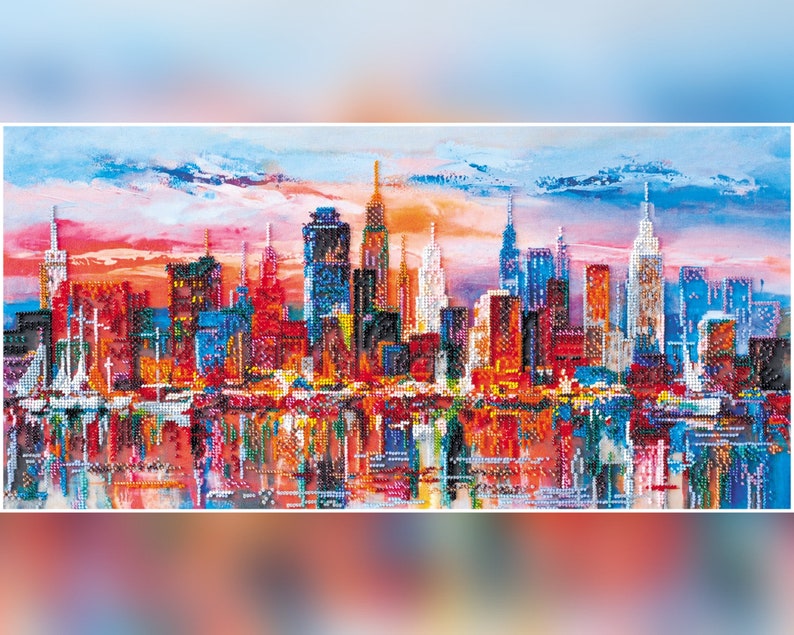 New York Large DIY Bead Embroidery Craft Kit Landscape Etsy