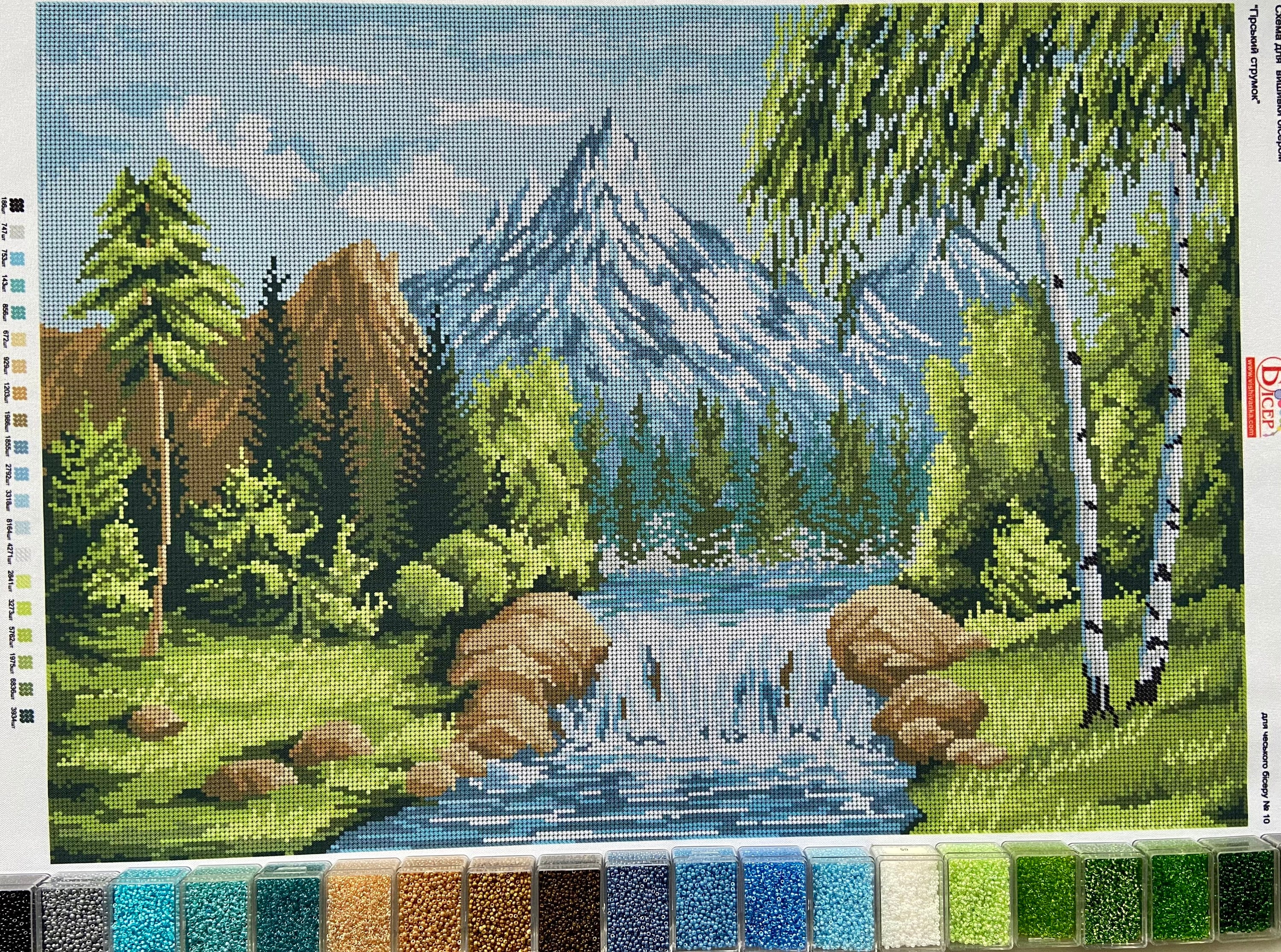 風景画 ビーズ刺繍 長方形 フルカバービーズクロスステッチ画像キット、大きなビーズ刺繍キット