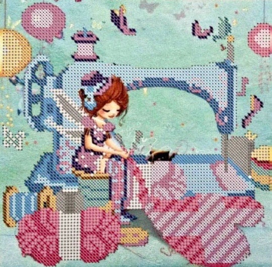 Kitchen fairy - Beaded cross stitch craft kit Kids pattern