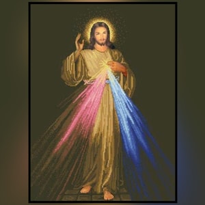 Jesus Mercy DIY Bead embroidery kit religious pattern, Catholic Beaded cross stitch picture kit