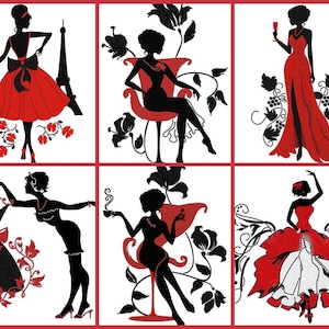 Modern beaded cross stitch picture kit Lady in red, Small bead embroidery kit people pattern