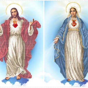 Divine Mercy of Jesus and Mary Bead embroidery kit religious pattern, Catholic Beaded cross stitch picture kit