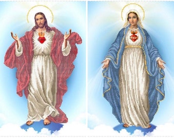 Divine Mercy of Jesus and Mary Bead embroidery kit religious pattern, Catholic Beaded cross stitch picture kit