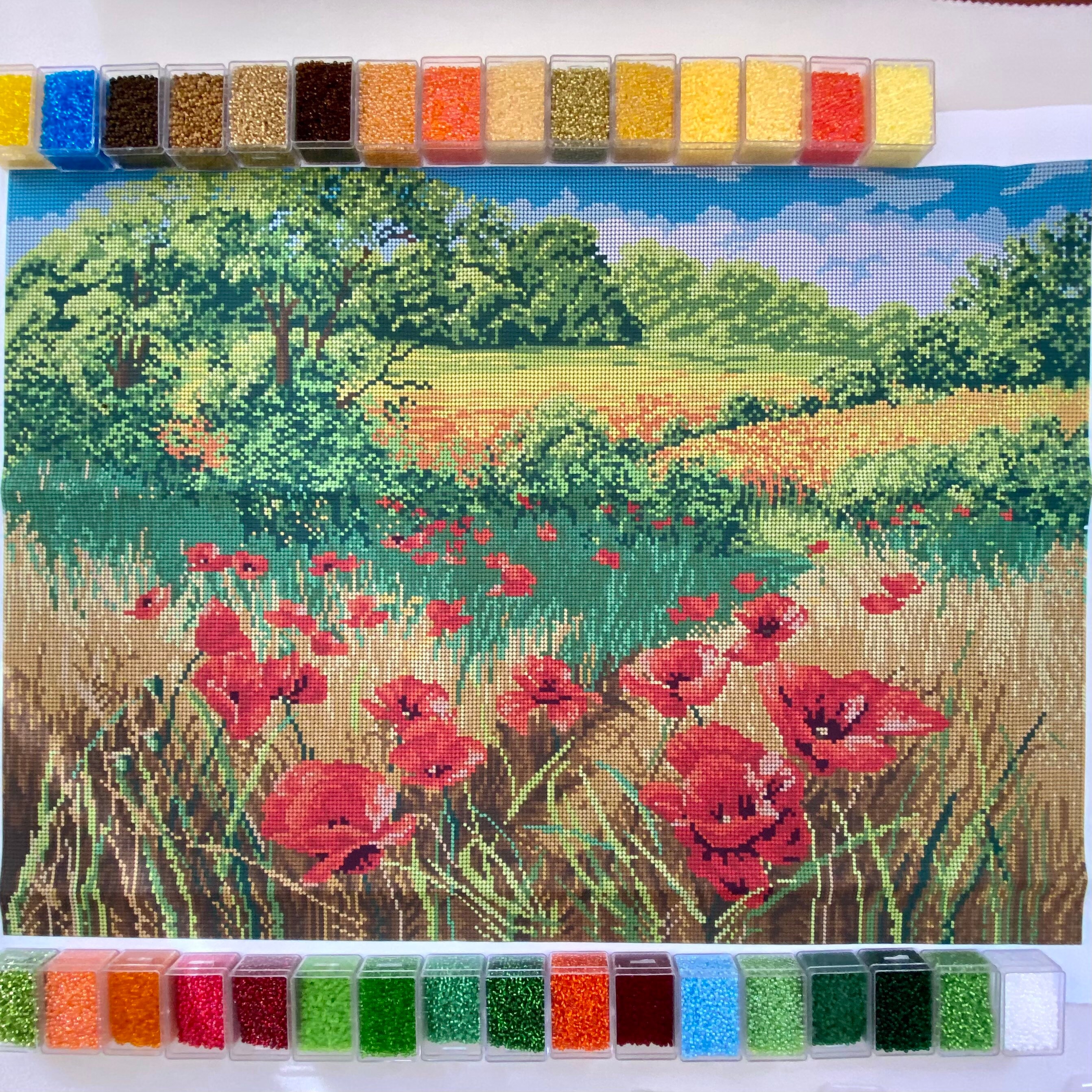 Full Coverage Beaded Cross Stitch Picture Kit, Large Bead Embroidery ...