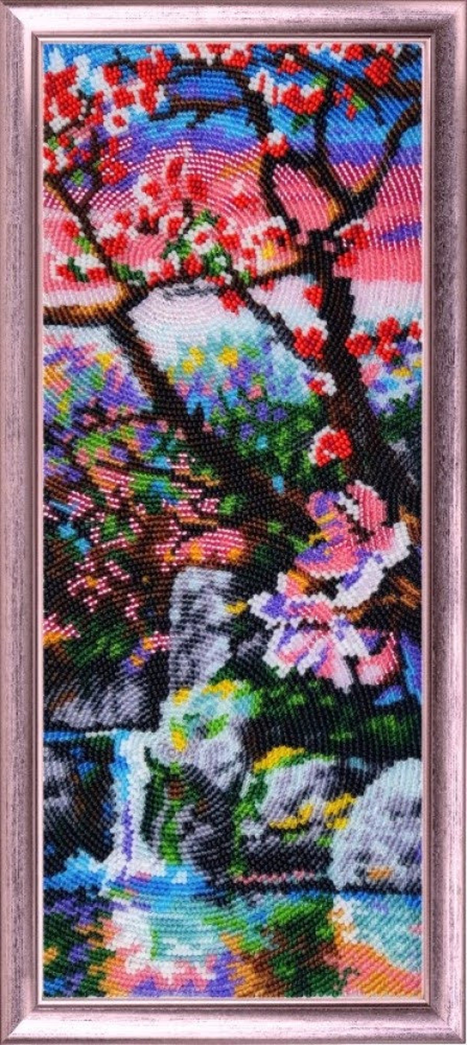 Japanese Bead embroidery kit Sakura flowers Beaded picture Etsy
