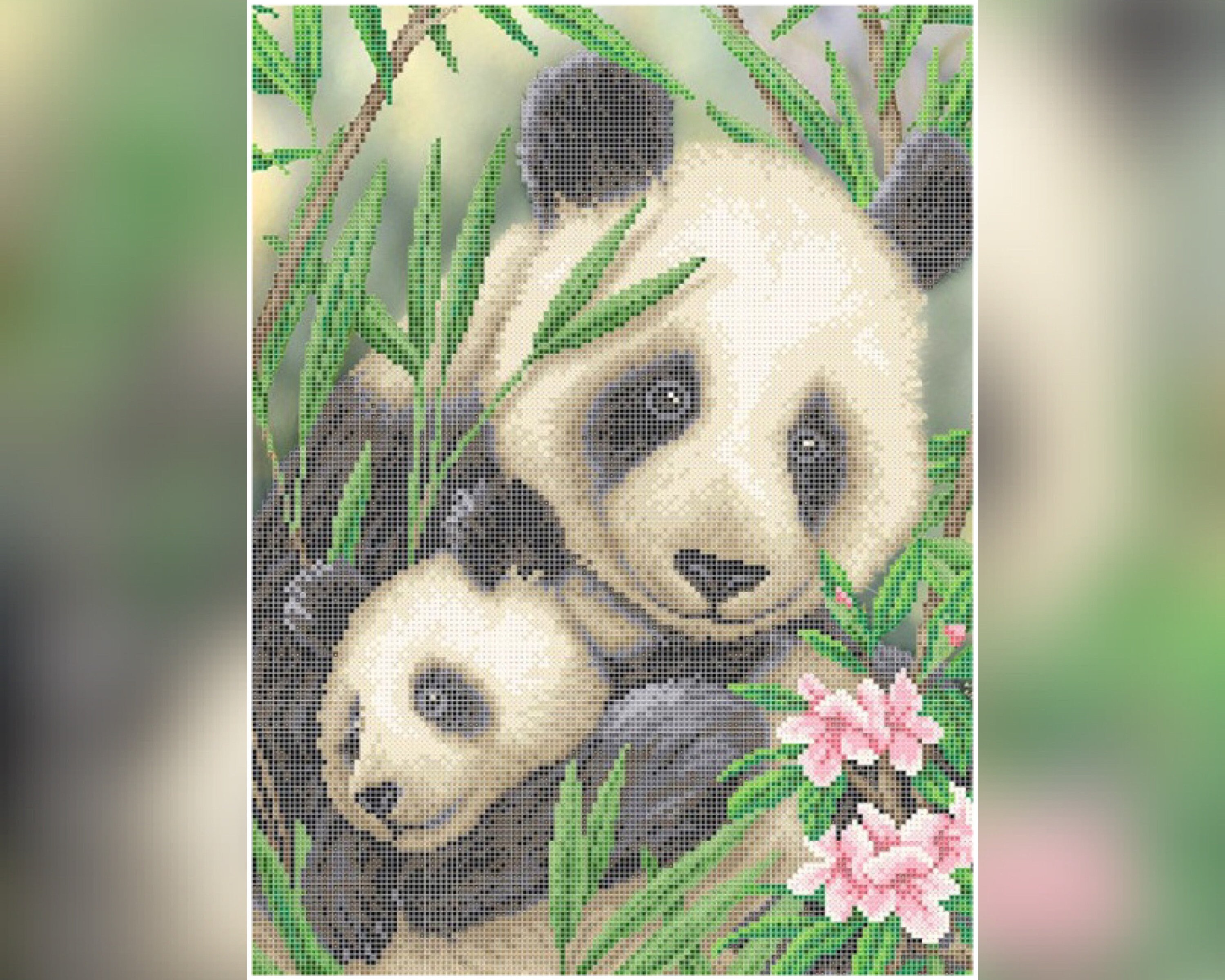 Large Bead Embroidery Panda Bears Beaded Cross Stitch - Etsy