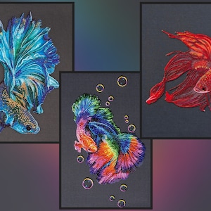 Full DIY bead embroidery kit, Fish easy embroidery Beaded picture kit, abstract Beaded cross stitch kit
