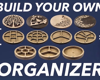 Bandeja organizadora de cuentas de madera con tapa magnética para guardar joyas.
