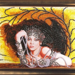 Lady beaded cross stitch picture kit people pattern, abstract DIY bead embroidery craft kit