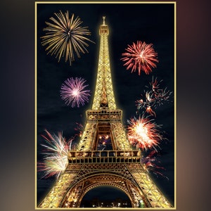 Paris partial bead embroidery kit, large beaded cross stitch landscape kit Eiffel Tower