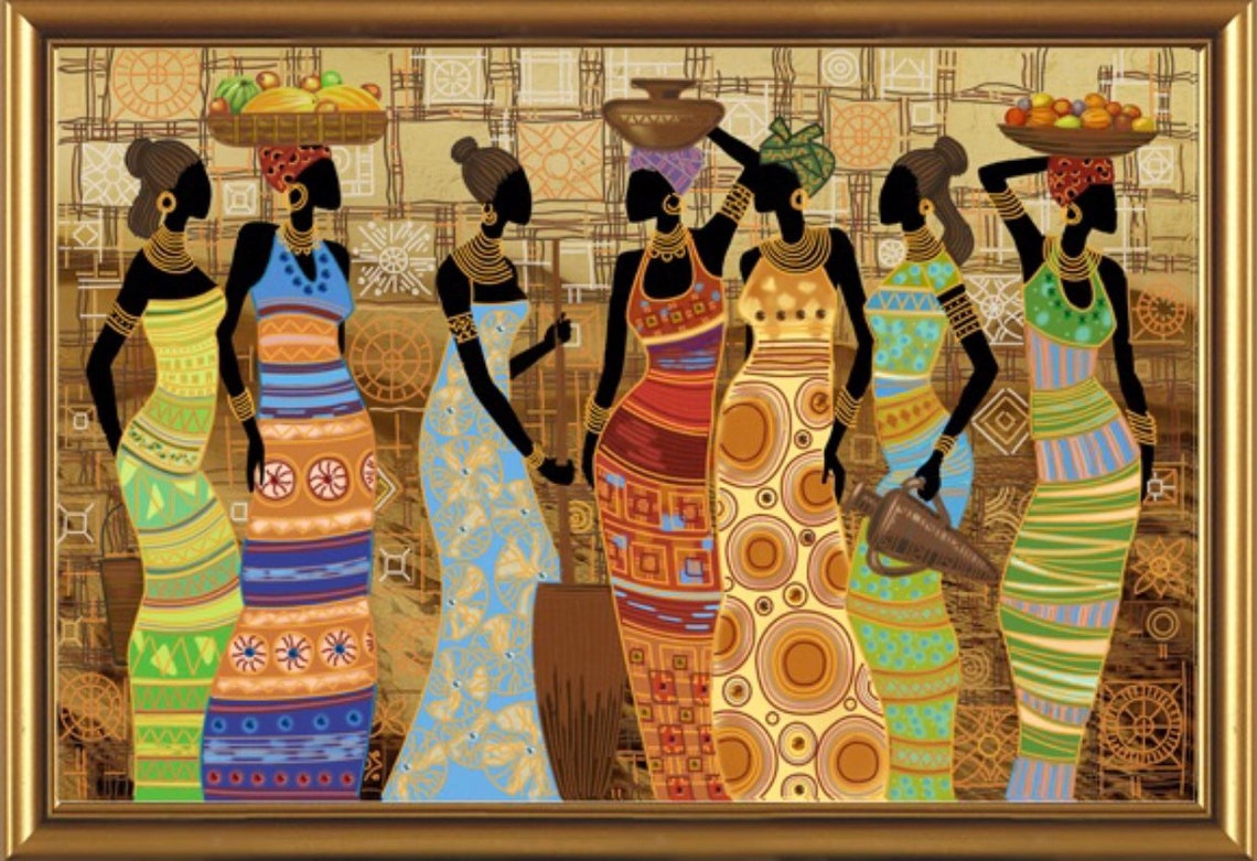 Large African Ladies Pattern Bead Embroidery Kit Ethnic - Etsy