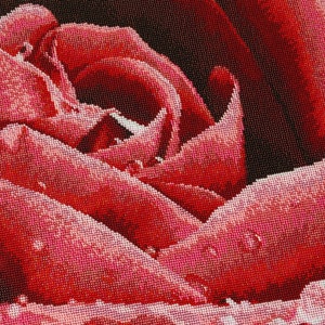 Large beaded cross stitch picture kit floral pattern, DIY Bead embroidery craft kit red rose image 3