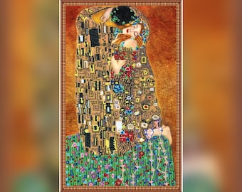 グスタフ・クリムトのビーズクロスステッチ絵キット「キス」、DIY