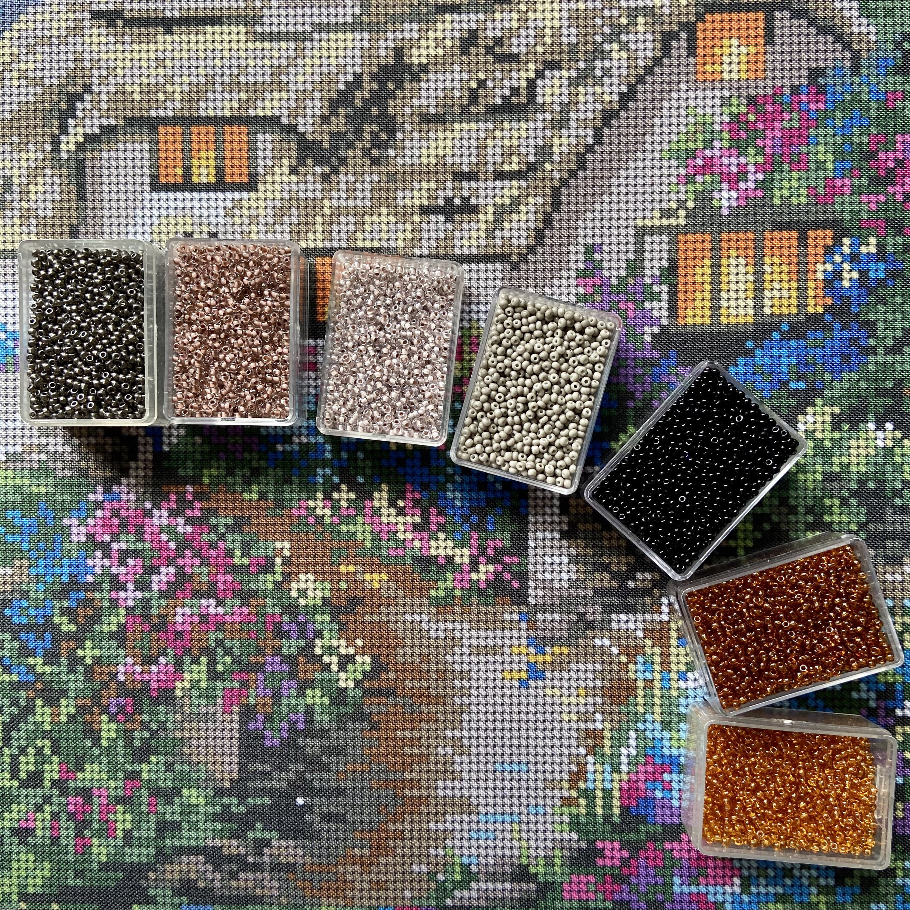 大きなビーズ刺繍キット 家の風景模様、フルカバービーズクロス