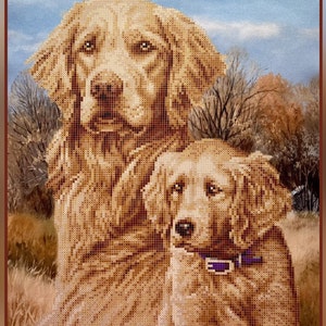 Large Bead embroidery kit dogs animal pattern, beaded cross stitch picture kit beginner