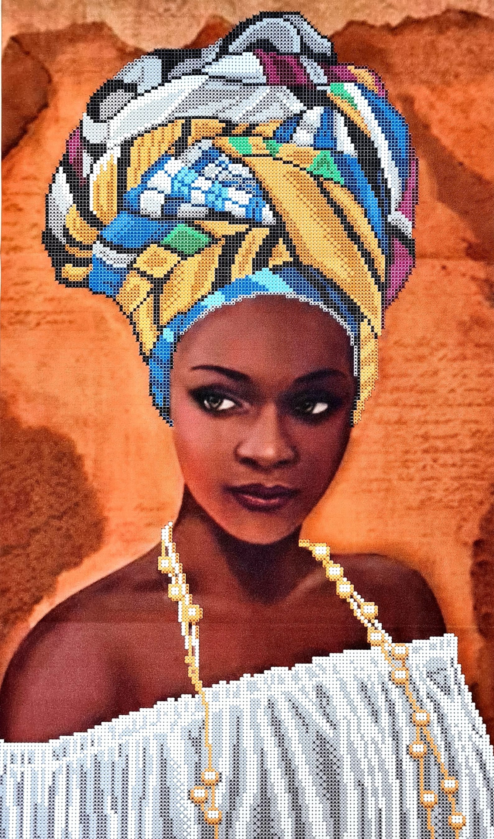 African Art Large Bead Embroidery Kit People Pattern, Woman Beaded Cross Stitch Picture Kit Etsy