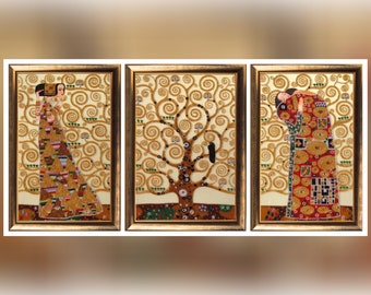 Tree of Life DIY Bead Embroidery Kit, Klimt Inspired Beaded Cross Stitch Abstract Pattern