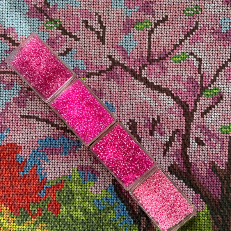 Full Coverage Beaded Cross Stitch Kit Large Bead Embroidery Etsy