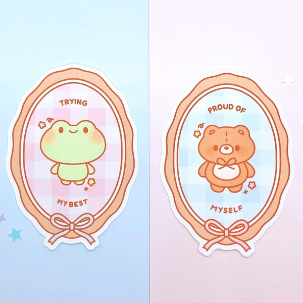 bear frog picture frame die cut sticker