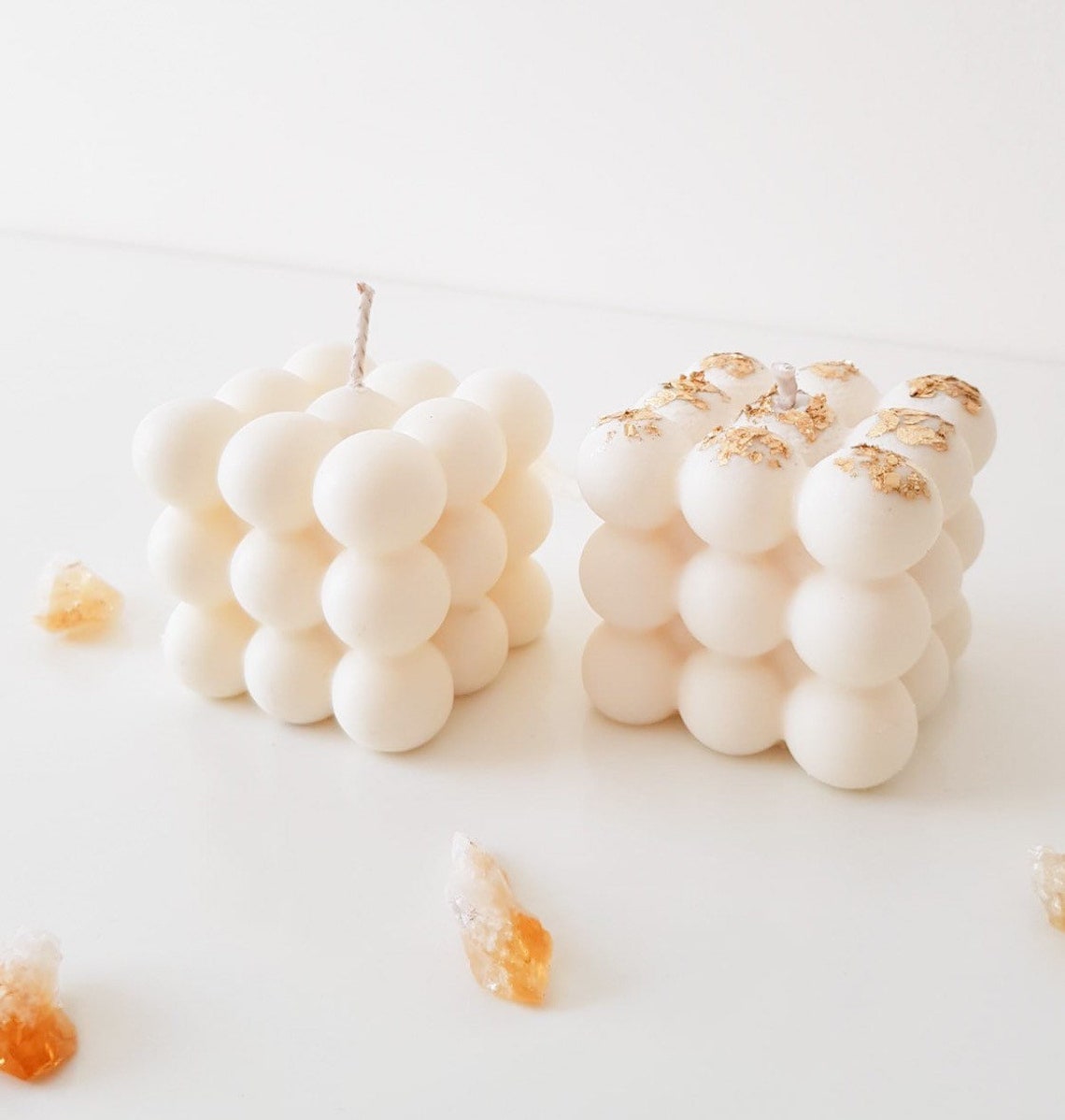 Bubble Candle Gold Flakes Scented Candle Vegan Etsy