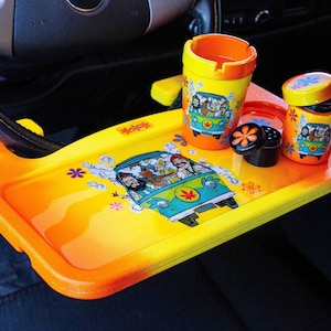 Steering Wheel Tray Set: Includes Car Tray, Small Metal Tray, Car Ashtray,  Stash Jar, Spice Crusher -  The Perfect Car Gadget