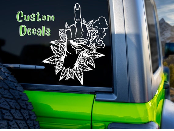 Middle Finger Pot Leaf Decal Holographic Car Decal Car | Etsy