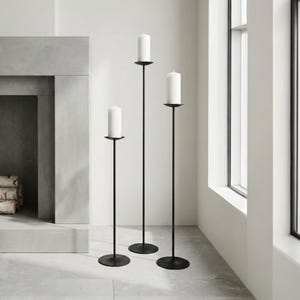 Tall Wrought Iron Candle Holder Set – Floor Candelabra Decor