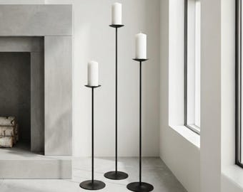 Tall Wrought Iron Candle Holder Set – Floor Candelabra Decor