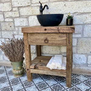 Reclaimed Bathroom Sink For Single Sink, Rustic Wood Bathroom Sink For Sink, Reclaimed Wood Sink Bathroom Rustic Sink