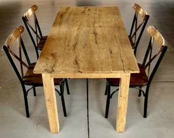 Teruggewonnen eiken eettafel, rustieke boerderij eettafel hout, keuken eettafel, teruggewonnen houten tafel voor terras