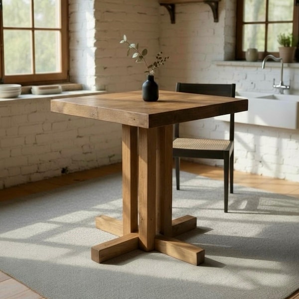 Japandi Square Oak Table – Custom Solid Wood Dining Furniture for Small Spaces